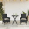 3-tlg. Bistro-Set mit Kissen Schwarz Poly Rattan und Glas, Gartengarnitur set Gartenset tisch und stühle Garden furniture sets Garten loungemöbel set Geeignet für Terrasse Veranda Garten Balkon