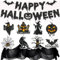 Halloween Deko Set XXL - Gruselig Dekostoff Tuch Glitzer Happy Halloween Girlande, Spiralen Deckendeko, Horror Deko