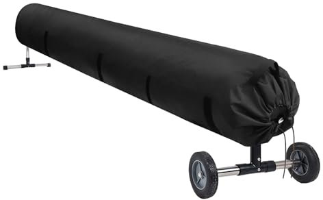 UCEDER Pool Solar Reel Cover, 420D Waterproof Heavy Duty Solar Blanket Protective Cover for Above Ground and Inground Swimming Pool (Black, 20 Ft)