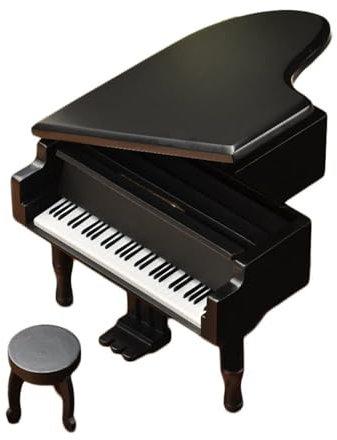 RUGOD Spieluhren Klavier-Spieluhr mit Hocker, Spieldosen aus Holz, Geschenk for Weihnachten/Geburtstag for den Partner Dekoartikel(Noir)
