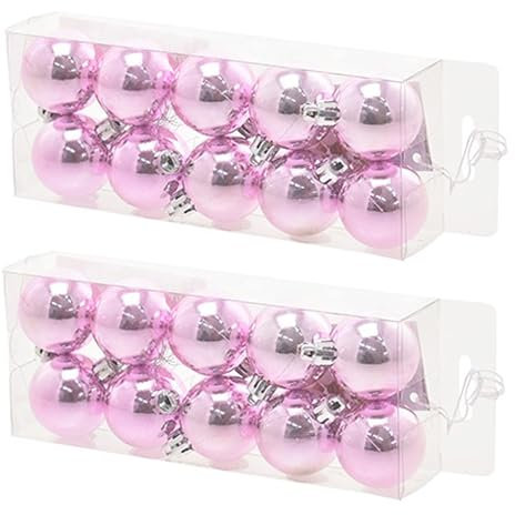 OXYN Set 20 Palline Diametro 4cm Natalizie Miste Albero di Natale Decorazione in Plastica Opache e Lucide Colori Varia Forma Addobbi Festivi per Casa Negozio Matrimonio Vetrina (Rosa Lucido)