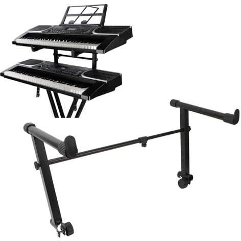 Keyboard Stand Extension Adapter, 2 Tier Riser Adjustable Height for Electronic Piano 42‑75cm Width Universal Second Tier, 60 Lb Capacity Metal, Plastic Build