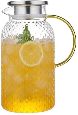 RUIQINGSANY Jarra de cristal de 1,5 litros con tapa y boquilla, jarra de agua, té helado, zumo, para bebidas caseras, té helado, leche, café, vino