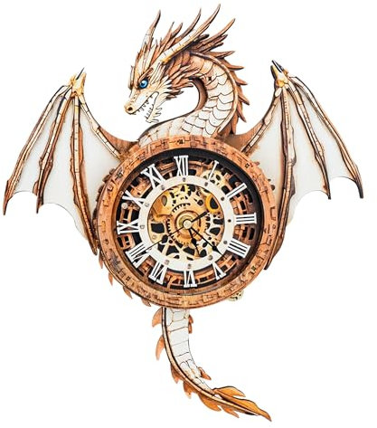 Cutywood 3d Puzzles for Adults-Dragon Clock with Functional Timepiece, 3d Wood Puzzle (13 * 14.7in), Animal 3d Jigsaw Puzzles Desk/Wall Art Home Decor/Gifts for Friends/Family Game Night