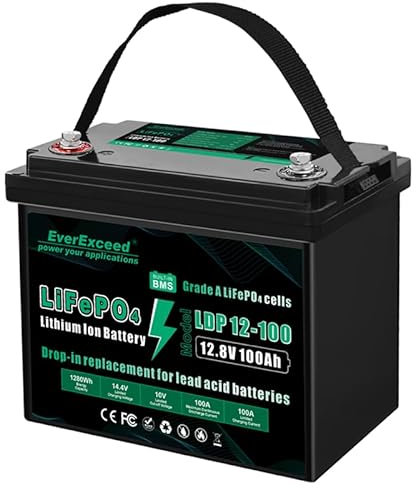Batterie LiFePO4 12 V 100 Ah, batterie LiFePO4 avec cellule LiFePO4 de qualité A, protection de coupure basse température, batterie au lithium 12 V BMS 100 A intégrée, jusqu'à 15000 cycles profonds