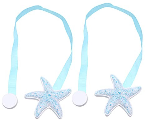 Hemobllo 2pezzi Fermatende Magnetici Forma Stella Marina Per Tende Corde Accessori Blu