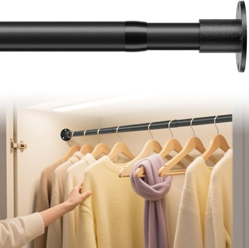 Ausziehbare Kleiderstange, 38-137CM Garderoben-Stange der Kleiderbügel aus Edelstahl, Verstellbarer Kleiderschrank Kleiderstange für Schlafzimmer/Mattschwarz