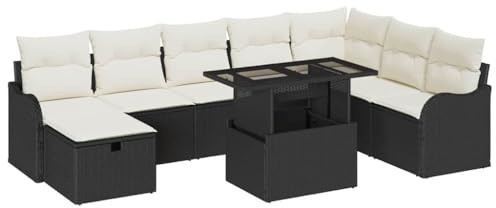 vidaXL Gartensofa-Set 9 STK. Schwarz Poly-Rattan