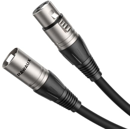RAWAUX XLR Kabel 5M, 3 Pin Stecker auf Buchse Mikrofonkabel Symmetrisches XLR Mikrofon Kabel für Mischpult, Aufnahme, Leistungsverstärker und Live-Bühne