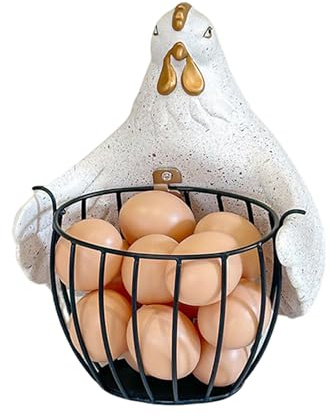 Tomotato Panier de Rangement pour Poulet câlin, Porte-œufs de Poule Portable, Panier à œufs pour Poules, paniers décoratifs pour Rassembler des œufs Frais, Support pour œufs pour (Blanche)