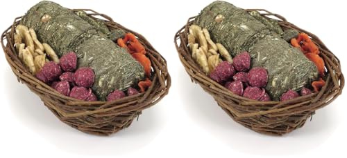 Rosewood Naturals Willow Treat Basket, Small Animal Treat and Gnaw for Rabbits and Guinea Pigs, New and Improved (Pack of 2)