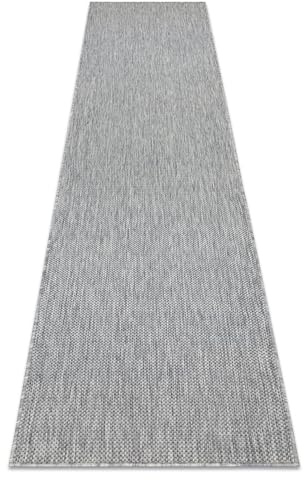 rugsx Teppich SION Sisal Optik, flachgewebt, strapazierfähig & pflegeleicht, Indoor & Outdoor, Wohnzimmer, Schlafzimmer, Balkon, Terrasse - grau 70x200 cm