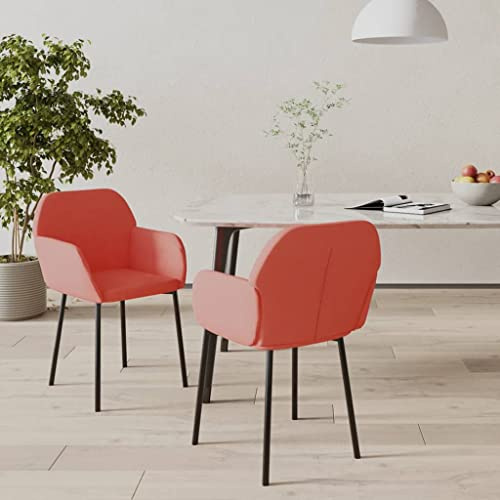 YunCangg Lot de 2 chaises de salle à manger en velours rose avec structure en métal, accoudoirs ergonomiques, assise et dossier rembourrés, confortables, modernes, scandinaves, rétro, pour cuisine