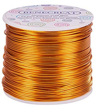 BENECREAT 1mm Aluminiumdraht 150m Lang(492 Füße) Eloxiert Schmuck Handwerk machen Friesen Floral farbigen Aluminium Craft Draht - Gold