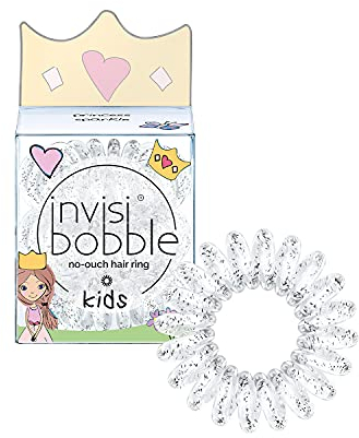 invisibobble Kinder Haargummi Princess Sparkle I 3x Spirale Haargummis Mädchen bunt für Kinder I das Original, designed im Herzen Münchens, Glitzer/Durchsichtig
