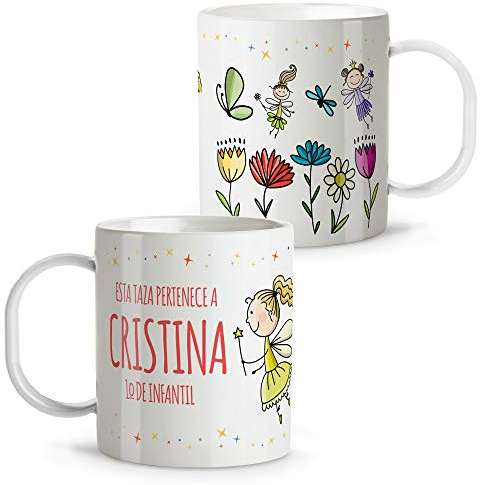 LolaPix Taza plastico personalizada. Taza Plastico Infantil Personalizada. Vaso Infantil Personalizado Duro. Tazas Personalizadas con Nombre SIN BPA. 5 COLORES. Hadas
