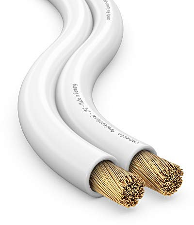 conecto Lautsprecherkabel OFC Professional 2x2,5mm² Kabel Querschnitt (99,9% OFC Vollkupfer 78x0,20mm Litze) Hifi Audio Lautsprecher Boxenkabel, 30m, weiß