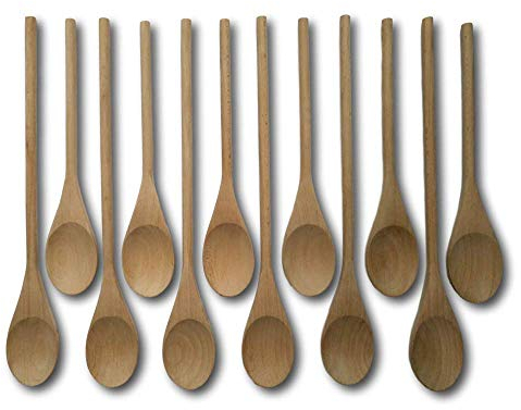 Cuchara de cocina de madera para cocinar, cucharas de madera, utensilios de servir para hornear, marionetas de 12 y 16 pulgadas, juego de 12