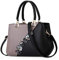 NICOLE & DORIS Handtaschen Damen modische Damenhandtaschen Taschen Damen Umhängetaschen mit Blumenmuster Spleiß Farbe Grau