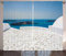ABAKUHAUS Landschaft Rustikaler Vorhang, Santorin Griechenland, Wohnzimmer Universalband Gardinen mit Schlaufen und Haken, 280 x 225 cm, Türkis Weiß