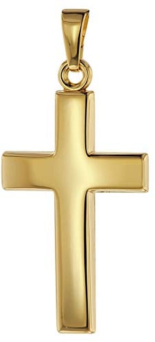 trendor Kreuz-Anhänger 26 mm Gold 585/14 Karat 75366 | Damen und Herren Goldanhänger, modischer Kreuzanhänger, Geschenkidee, eleganter Schmuck aus Echtgold