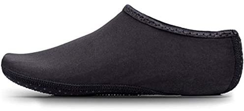 JIASUQI Lightweight Water Skin Shoes Womens Mens Anti-Skid Aqua Socks for Beach Swimming Pool Black UK 7/8.5, tag XXL