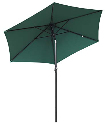 Sekey® 2.7m Green Garden Parasol Umbrella/Durable Aluminum Parasol, Patio Umbrella, Outdoor Umbrella with Crank & Tilt Function, for Patio/Beach/Pool, Sunscreen UV50+ / Pole Width ø 38 mm