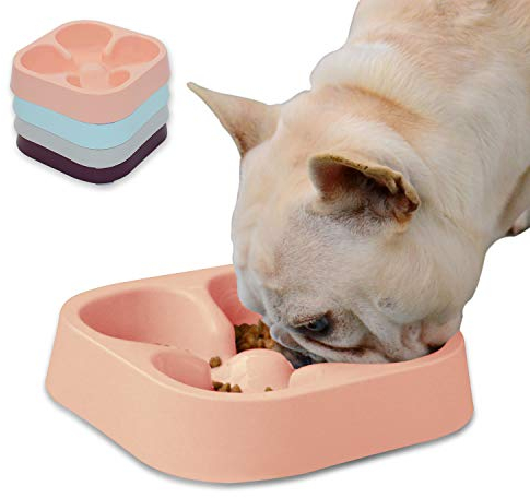 Hifrenchies Gamelle Saine à Alimentation Lente pour Chien Bouledogue français Mangeoire Lente, Gamelle Amusante pour Chien et Chat,Style trèfle à Quatre Feuilles