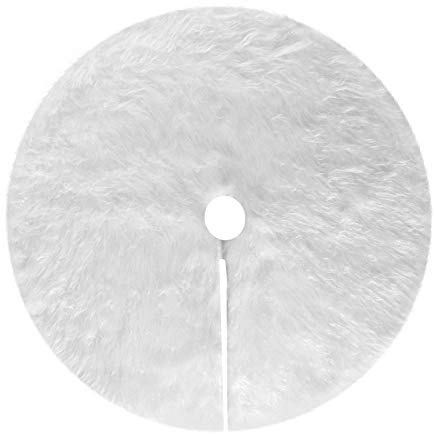 Deggodech 78cm Jupe de Sapin de Noël en Peluche Blanc Jupe Arbre de Noel Neige Couvre Pied Sapin Noel Jupe d'arbre de Noël pour Décorations de fête de Noë (Blanc, 78CM)