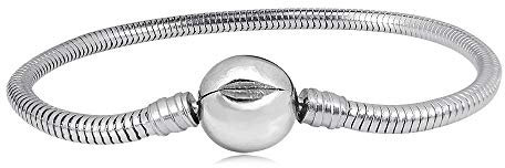 KunBead Jewelry 3mm Snake Chain Charm Bracelets with Clip Lock Clasp Beads for Women Girls Jewellery Making (21CM)