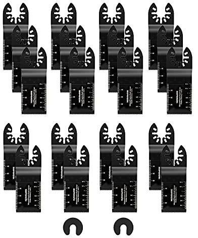 Nuovoware - Juego de 20 hojas de sierra oscilante, 34 mm, accesorios de herramientas oscilantes multifuncionales, de acero de alto contenido de carbono, saw blades accesorios kit de liberación rápida