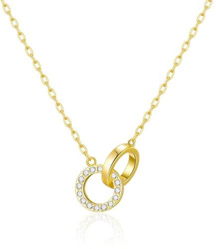 Philip Jones Gold Plated Circle Link Necklace Created with Zircondia® Crystals