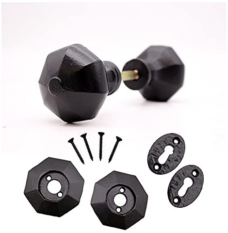 EAI Octagonal Mortice Rim Knob Set | 156mm / 6.6 Inches | Black Antique