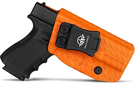 Glock 19 Holster, Carbon Fiber Kydex Holster IWB for Glock 19 19X Glock 23 Glock 25 Glock 32 Glock 45 (Gen 3 4 5) Pistol Case - Innen Bund verdeckt tragen Holster Glock 19 IWB (Orange, Right)