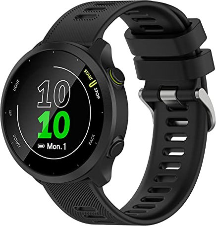 Kobmand Uhrenarmband Kompatibel mit Garmin Forerunner 55, 158, Vivoactive 3, 245, 645 Music - Silikon Ersatz Uhrenarmband für Garmin - 20mm, Schwarz, 5.5 bis 8.5 Zoll