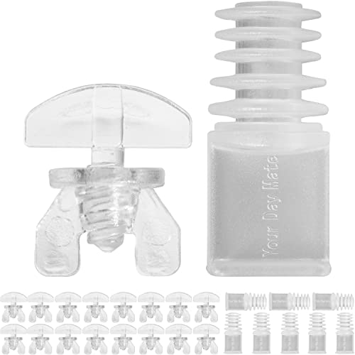 Gardinen Feststeller Set, 24 Stück, Transparent, Kunststoff, 2 Varianten, Gardine Stopper für Schienensysteme mit Innenläufen, Zwischenfeststeller Vorhangschiene, Endstopfen Schiene, Endfeststeller