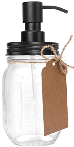 Premium Quality Mason Jar Soap Dispenser - Black 16 Ounce - Made from Rust Proof Stainless Steel – Dish and Hand Soap Dispenser – Ideal for Kitchen Dish Soap, Bathroom Soap