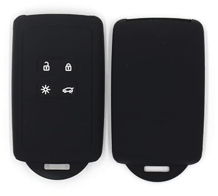 Coque de Clé Compatible avec Renault Clio V, Mégane IV, Grand Scenic IV, Scenic IV, Kadjar, Captur, Koleos II, Dacia Duster (2018>) - Silicone Doux - Porte-clés - Protection Télécommande Auto (Noir)