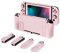 PlayVital AlterGrips Case für Nintendo Switch Konsole Joy Con, Hülle Zubehör Schutzhülle Tasche, Ergonomische Grip Joycon Cover mit Schutzfolie&Joystick Kappen-Rosa