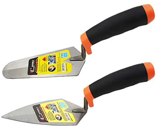 ESreake 2 Pcs Pointing Trowel and Gauging Trowel Set,6 Masonry Hand Tool Set with Soft Grip Handle,Margin Trowels Bricklaying Trowels Building Products (6 Inch)