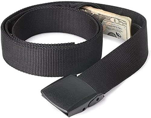 Ceinture de Voyage Cache-Billet, Portefeuille Antivol Dotée d'une Poche Secret Fermeture et Boucle en Nylon, Ceinture de Poche Unisexe Cachée pour Argent