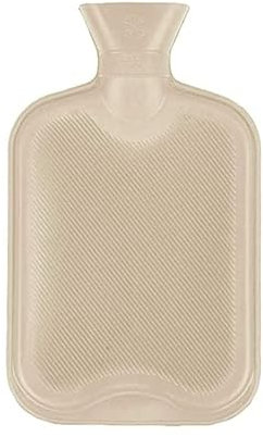 2 Litre Hot Water Bottle Winter Warm Nights Brithish Standard Natural Rubber, Leak Proof, Choose Your Colour (with/Cream)