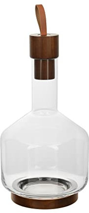 Bruno Magli Decanter per whisky con tappo in legno | capacità di 80 once | Decanter per vino | Bottiglia per borbon, brandy, succo di frutta e liquori | ermetico | Bottiglia di vetro