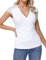 Gyabnw Maglietta Donna con Pizzo sulle Spalle Magliette Slim Fit T-Shirt Elegante in Viscosa Morbida Scollo a V e Taglio Slim Fit per Estate