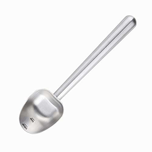 Easyworkz Kaffeelöffel mit langem Hohlgriff aus Edelstahl, 7 g Messlöffel für gemahlenen Kaffee und losen Tee, Gebürstetes Silber