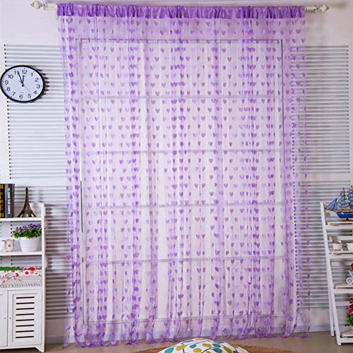 AZICYN Halbtransparenter Vorhang, Herz-Fadenvorhang, Polyester, atmungsaktiv, Quaste, Trennvorhang, zum Aufhängen, Raumteiler für Hochzeit, Kaffeeparty, 1 Paneel, grün, B300xh300cm(118x11