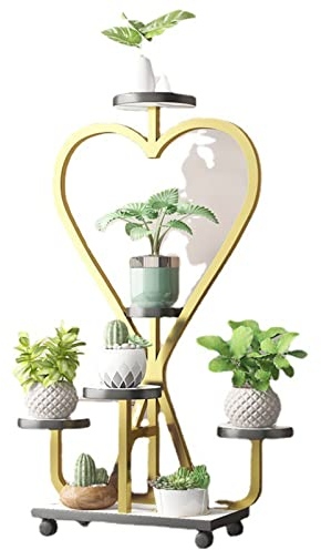 URBERY Metall Blumenständer Pflanzenständer 5 Ebenen Blumenregal Herzförmig Pflanzentreppe for innen und außen Garten Balkon (C 45x24x108cm)