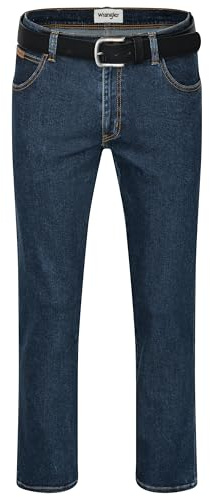 Wrangler Texas Herren-Stretchjeans Regular Fit Authentic Straight in verschiedenen Waschungen mit Gürtel in schwarz oder braun