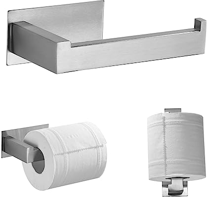 Farcetor Toilettenpapierhalter Klopapierhalter Selbstklebend Klorollenhalter ohne Bohren WC Papier Halterung Klopapier Halterung Gebürsteter Nickel