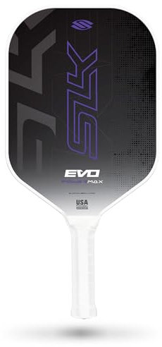 Selkirk Sport SLK Evo Power MAX - Pala de pickleball de fibra de carbono G9 Power, con superficie SpinFlex y núcleo de polímero híbrido Rev, morado